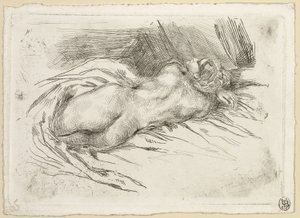 Studie van een vrouw van achteren gezien door Eugène Delacroix