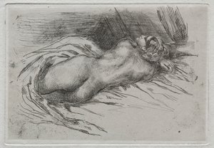 Studie van een vrouw van achteren gezien door Eugène Delacroix
