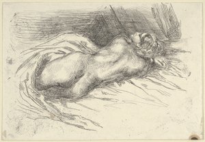 Studie van een Vrouw van Achteren Bekeken, 1833 door Eugène Delacroix