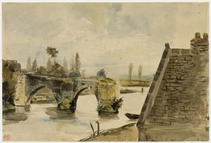 De Oude Brug in Nantes door Eugène Delacroix