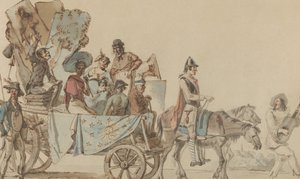 Theatergezelschap op de weg door Eugène Delacroix
