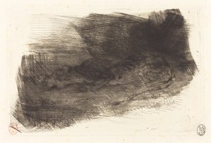 Tijger Slapend bij de Ingang van zijn Hol, ca. 1828-1833 door Eugène Delacroix