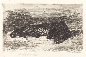 Slapende tijger in de woestijn, ca. 1830