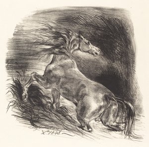 Wilde Paard Komt uit het Water, 1828 door Eugène Delacroix