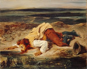 Gewonde Bandiet Romeinse Herder, ca. 1825 door Eugène Delacroix