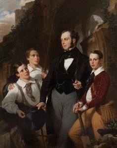 Portret van Laurence Davidson en zijn drie zonen