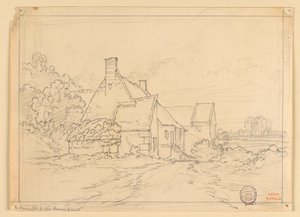 Boerenhuizen aan een meer