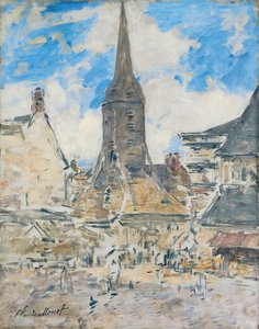 Kotava: "Biot ke Sainte-Catherine uja koe Honfleur (trutca ke Boudin)"
Frans: Le Clocher de Sainte-Catherine, Honfleur door Eugene Louis Boudin