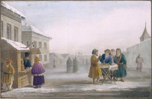 Straattabakverkoper bij de Tabakswinkel, 1825 door Eugéne Pluchart