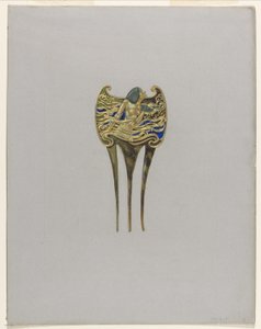 Ontwerp voor een nimfenkam door Eugene Grasset