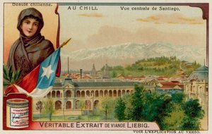 Een Chileense schoonheid en uitzicht op centraal Santiago door European School