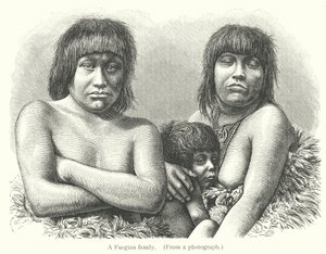 Een Vuurlandse familie (gravure) door European School