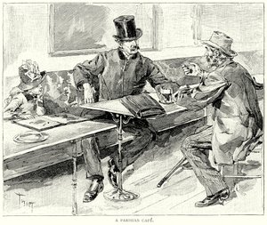 Een Parijs café (gravure) door European School