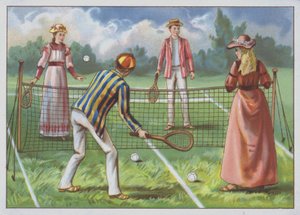 Een spelletje lawn tennis door European School