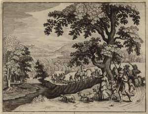 Abraham vertrekt op zijn reis naar Kanaän (gravure) door European School