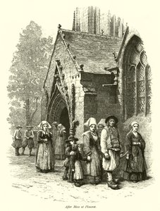 Na de mis in Plouaret (gravure)