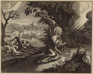 Lijdensweg van Jezus Christus in de tuin van Getsemane (gravure) door European School