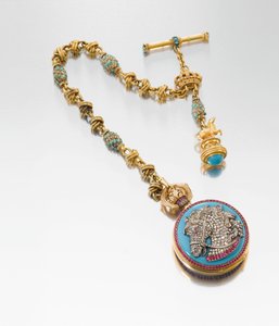 Een uiterst fijne en historisch interessante presentatiehorloge met bijpassende ketting en zegel, gemaakt voor Koning Ludwig II van Beieren, c.1880 door European School