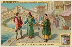 Antonio bemiddelt namens Bassanio bij Shylock