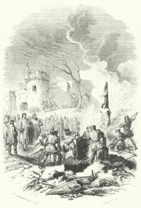 Boudewijn V, graaf van Henegouwen, herstelt de orde in de landen van zijn vader (gravure)