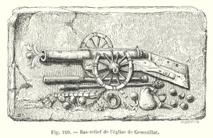 Bas-reliëf van de kerk van Genouillac