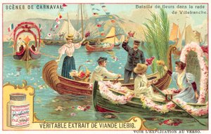 Bloemenstrijd in de haven van Villefranche, Frankrijk