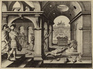 Gevangen Ark van het Verbond in de Filistijnse tempel van Dagon