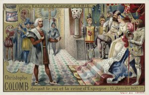 Christoffel Columbus voor de koning en koningin van Spanje, 15 januari 1492 door European School
