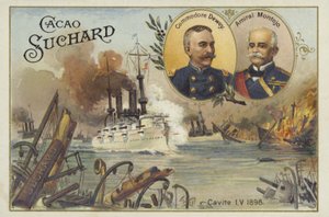 Commodore George Dewey en Admiraal Patricio Montojo, Slag bij Manillabaai, Spaans-Amerikaanse Oorlog, 1 mei 1898 door European School