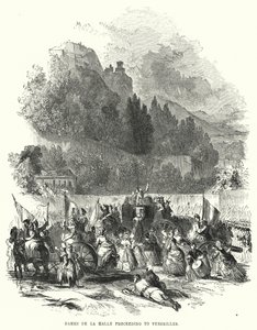 Dames van de Halle op weg naar Versailles (gravure) door European School