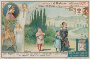 Dante Alighieri ziet Beatrice voor het eerst op negenjarige leeftijd