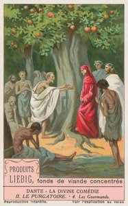 Dante, De goddelijke komedie, Liebig-kaart, begin 20e eeuw (chromo) door European School