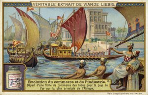 Vertrek van een handelsvloot uit India naar het land van goud aan de oostkust van Afrika door European School