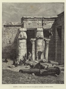 Egypte - Binnenplaats met de resten van een christelijke kerk in Medinet Habu door European School
