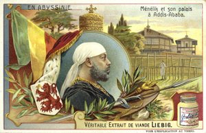 Keizer Menelik II van Ethiopië en zijn paleis in Addis Abeba door European School