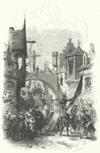 Intocht van een rederijkerskamer, een toneelvereniging, in Antwerpen door European School