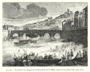 Experiment van markies de Jouffroy op de Saone in Lyon, 15 juli 1783 door European School