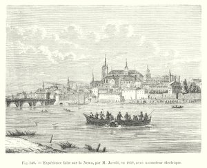 Experiment uitgevoerd op de Newa door M Jacobi in 1839 met een elektrische motor