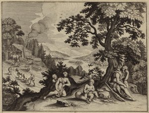 Gods straf voor Adam en Eva (gravure) door European School
