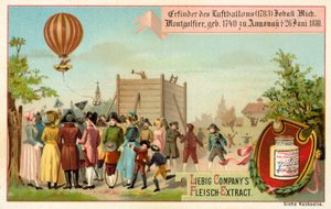 Uitvinding van de heteluchtballon door de gebroeders Montgolfier, Frankrijk