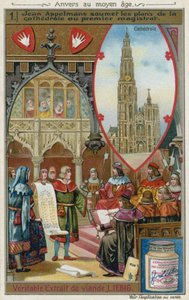 Jan Appelmans dient zijn plannen voor de Onze-Lieve-Vrouwekathedraal in bij de Eerste Magistraat, 14e eeuw
