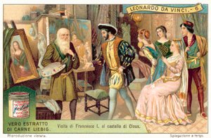 Koning Frans I van Frankrijk bezoekt Leonardo da Vinci in Clos Lucé