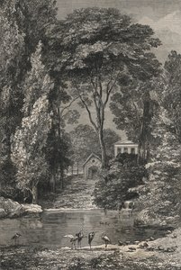 La Vallee Suisse in de Jardin Des Plantes van Parijs (gravure) door European School
