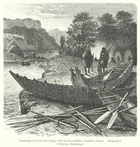 Landschap in Vuurland, met kano