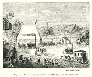 De locomotievenwedstrijd gehouden in Liverpool, oktober 1829 door European School