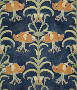Leliedesign voor behang of textiel, 1896 door European School