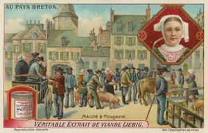 Markt in Plougastel (chromolitho) door European School