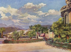 Menton, De Muziekkiosk en de Nieuwe Tuin (kleurenlitho) door European School