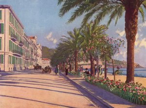 Nice, Promenade du Midi naar het oosten (kleurenlitho) door European School