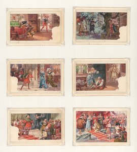 Origineel kunstwerk voor een set Liebig-kaarten: Wagner, Die Meistersinger door European School